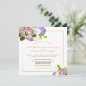 Pastel Boeket Lente Bloemen Vierkant Bruiloft Kaart (Staand voorkant)