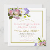 Pastel Boeket Lente Bloemen Vierkant Bruiloft Kaart (Voorkant)