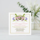 Pastel Boeket Lente Bloemenboog Vierkante Bruiloft Kaart (Staand voorkant)