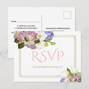 Pastel Boeket Lente Bloemige Trouw RSVP Briefkaart