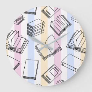 Pastel Boekpatroon Ronde Wandklok