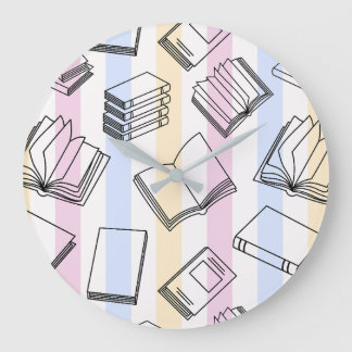 Pastel Boekpatroon Ronde Wandklok