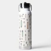 Pastel Boho Arrows Feathers Naam toevoegen Waterfles (Voorkant)