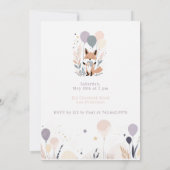 Pastel Boho Baby Fox en Ballonnen Verjaardag Kaart (Achterkant)