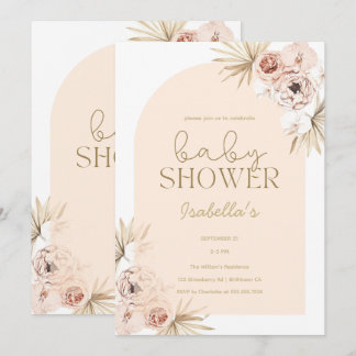 Pastel Boho Bloemboog Baby Shower Kaart