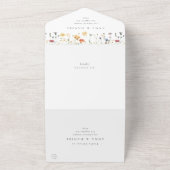 Pastel Boho Bloemen Bruiloft All In One Uitnodiging (Buitenkant)