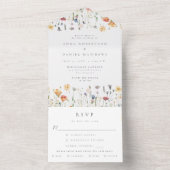 Pastel Boho Bloemen Bruiloft All In One Uitnodiging (Binnen)
