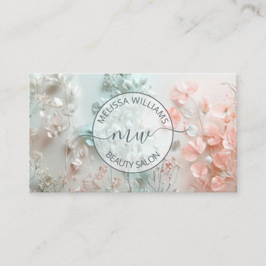 Pastel Boho Bloemen Logo Visitekaartje (Voorkant)