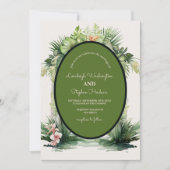 Pastel Boho Bloemenboog Tropische bruiloft Kaart (Voorkant)