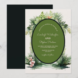 Pastel Boho Bloemenboog Tropische bruiloft Kaart