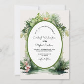 Pastel Boho Bloemenboog Tropische bruiloft Kaart (Voorkant)