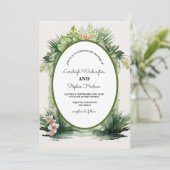 Pastel Boho Bloemenboog Tropische bruiloft Kaart (Staand voorkant)