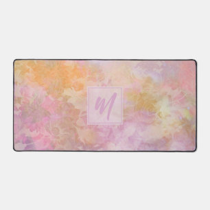 Pastel Boho Bloemmotief Chic Script Monogram Bureaumat