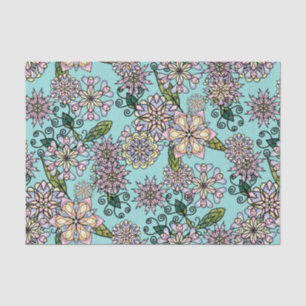 pastel Boho-bloesems en -valspatroon Tissuepapier