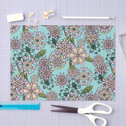  pastel Boho-bloesems en -valspatroon Tissuepapier (Craft)