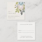Pastel Boho Blush Blue Green Floral Refer an Frien Vierkante Visitekaartje (Voorkant / Achterkant)