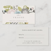 Pastel Boho Blush Blue Green Floral Refer an Frien Visitekaartje (Voorkant / Achterkant)