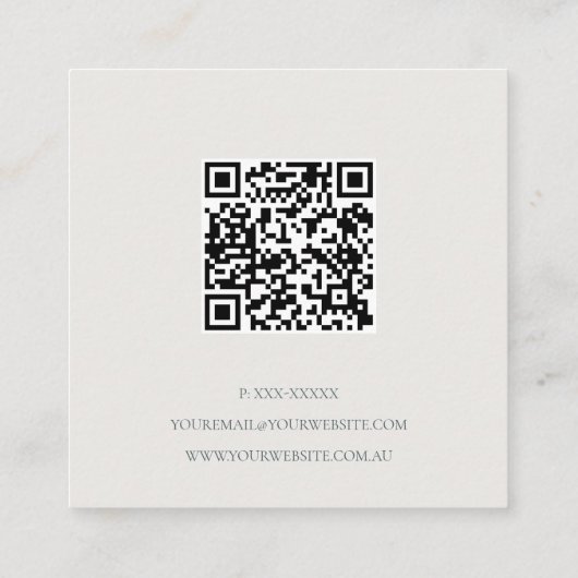 Pastel Boho Blush Blue Green Leafy Floral QR Code Vierkante Visitekaartje (Achterkant)
