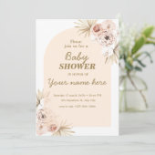 Pastel Boho boog Baby douche uitnodigingen Meisje (Staand voorkant)