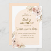 Pastel Boho boog Baby douche uitnodigingen Meisje (Voorkant / Achterkant)