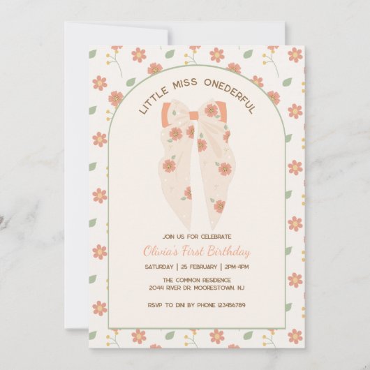 Pastel Boho Bow Birthday Bash Kaart (Voorkant)