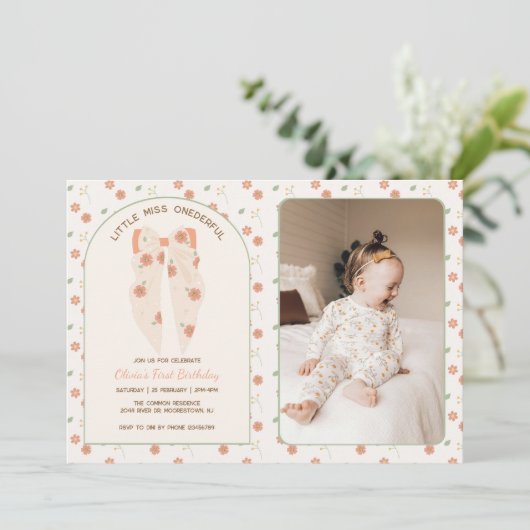 Pastel Boho Bow Verjaardag Bash Foto Kaart (Staand voorkant)