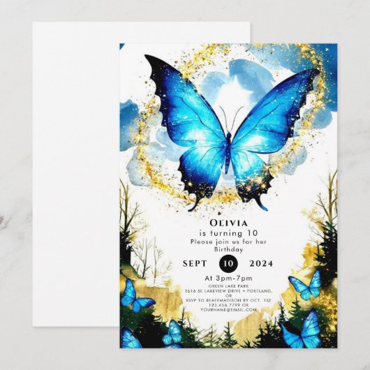 Pastel Boho Butterfly Verjaardag Kaart (Voorkant / Achterkant)