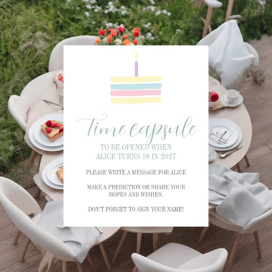 Pastel boho cake 1st Birthday Time Capsule Poster