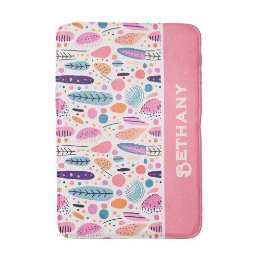 Pastel BOHO Chic Botanische Patroon Aangepaste naa Badmat (Voorkant Verticaal)