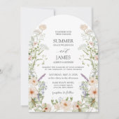 Pastel Boho Chic Wildflower Tuin Bloemen Huwelijk Kaart (Voorkant)