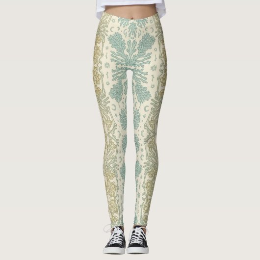 Pastel Boho Coral Mandala  Leggings (Voorkant)