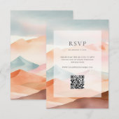 Pastel Boho Desert Wedding Details RSVP Kaartje (Voorkant / Achterkant)