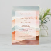Pastel Boho Desert Wedding Folie Uitnodiging (Staand Voorkant)