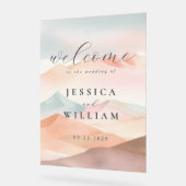 Pastel Boho Desert Wedding Welkom Acryl Bord (Hoek)