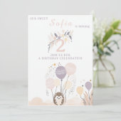 Pastel Boho Egel en Ballonnen Verjaardag Kaart (Staand voorkant)