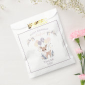 Pastel Boho Fawn en ballonnen Verjaardag Bedankzakje (Gezegeld)