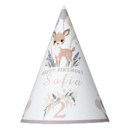 Pastel Boho Fawn en ballonnen Verjaardag Feesthoedjes