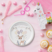 Pastel Boho Fawn en ballonnen Verjaardag Papieren Bordje (Feest)