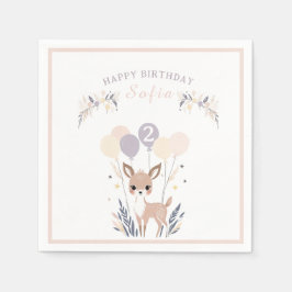 Pastel Boho Fawn en ballonnen Verjaardag Servet
