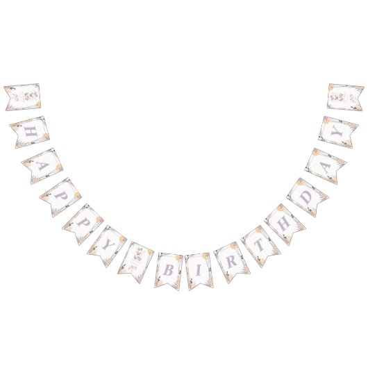 Pastel Boho Fawn en ballonnen Verjaardag Vlaggetjes (Alle)