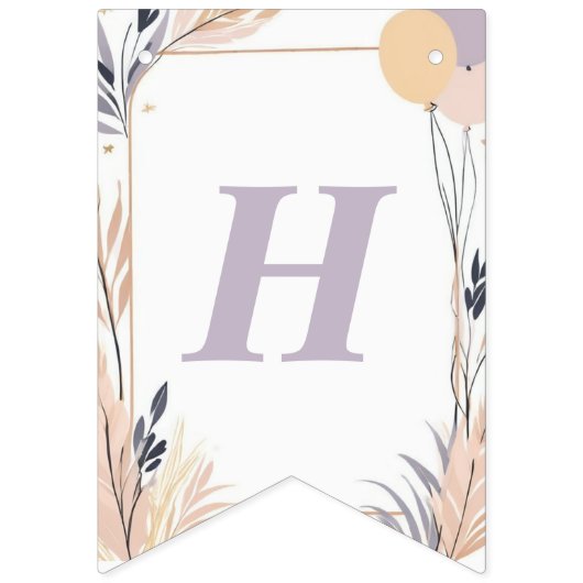 Pastel Boho Fawn en ballonnen Verjaardag Vlaggetjes (Tweede vlag)