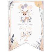 Pastel Boho Fawn en ballonnen Verjaardag Vlaggetjes (Eerste vlag)