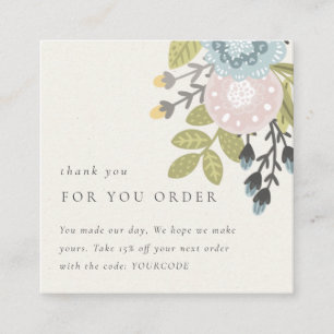 Pastel Boho Floral Hartelijk dank voor de korting Vierkante Visitekaartje