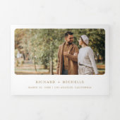 Pastel Boho Floral Mason Jar QR Code Weddenschap Drieluik Uitnodiging (Cover)