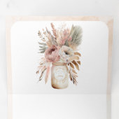 Pastel Boho Floral Mason Jar QR Code Weddenschap Drieluik Uitnodiging (Binnenzijde eerst)