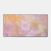 Pastel Boho Floral Pattern Chic Script Monogram Bureaumat (Voorkant)