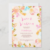 Pastel boho floral waterverf script Sweet 16 Kaart (Voorkant)