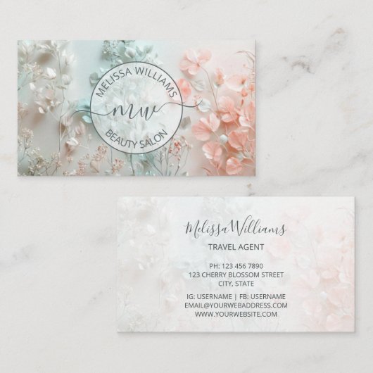 Pastel Boho Flowers Logo Visitekaartje (Voorkant / Achterkant)