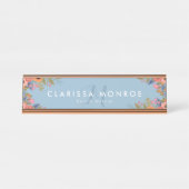 Pastel Boho Flowers Monogram Bureau Naambordje (Voorkant)