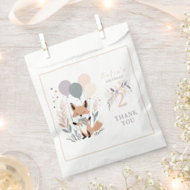 Pastel Boho Fox en Ballonnen Verjaardag Bedankzakje